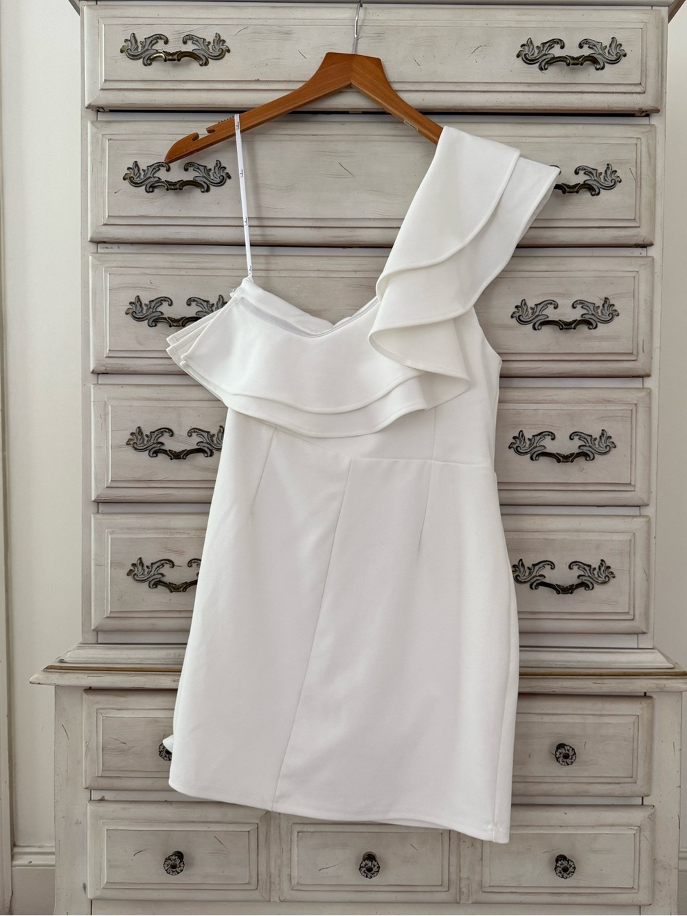 Lulus White Ruffle One Shoulder Dress - Picture 4 of 6